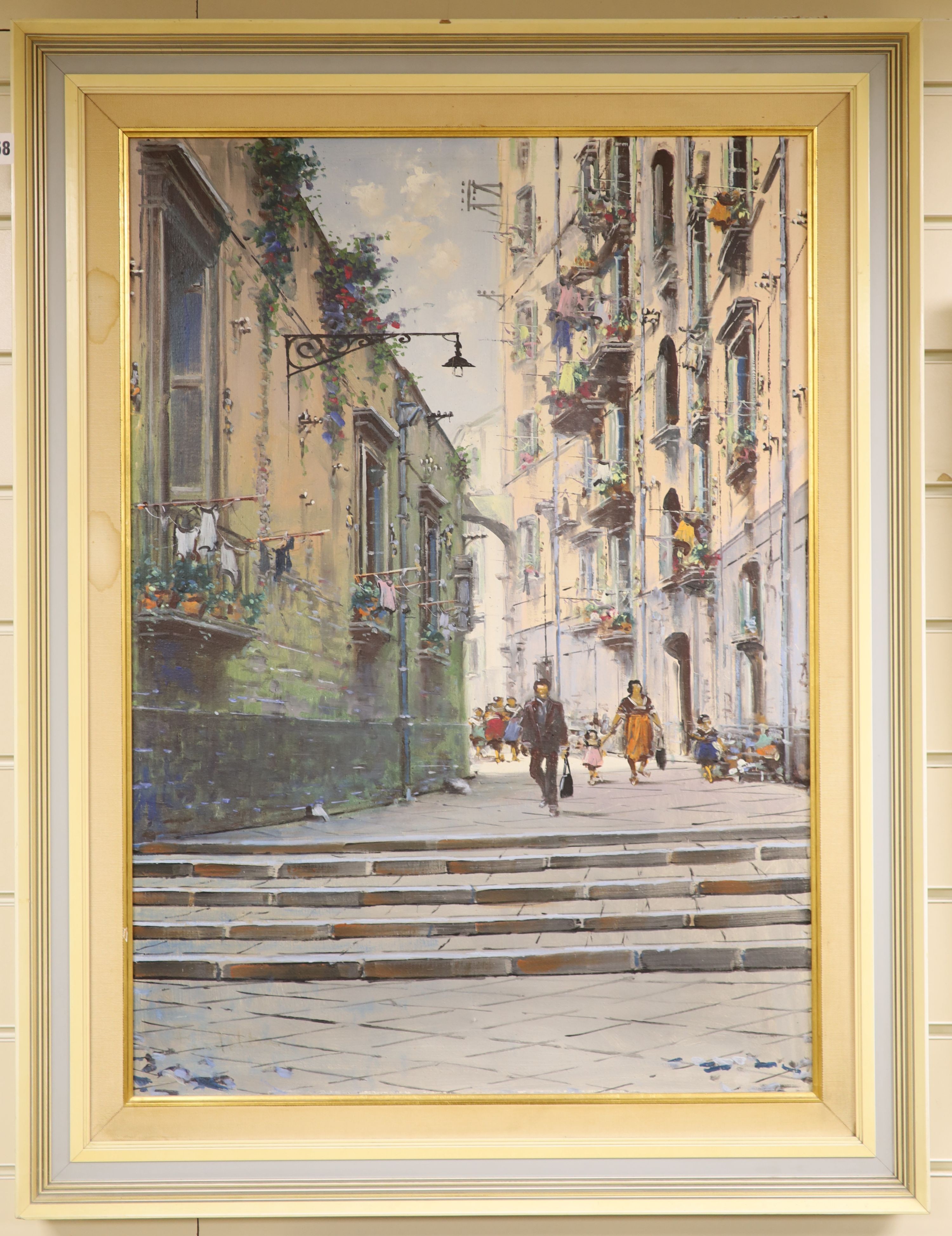 Mario Ferdelba (1897-1971), oil on canvas, Italian Street, signed, 70 x 50cm.